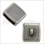 10mm flat SQUARE TOP LOOP slider ANT SILVER - 10 pcs