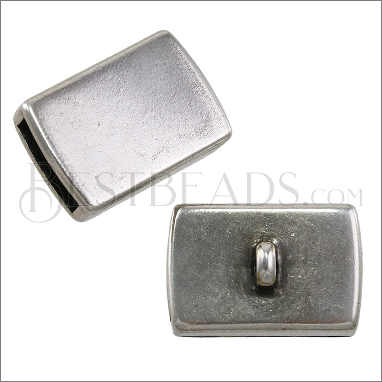 10mm flat RECTANGLE TOP LOOP slider ANT SILVER - 10 pcs