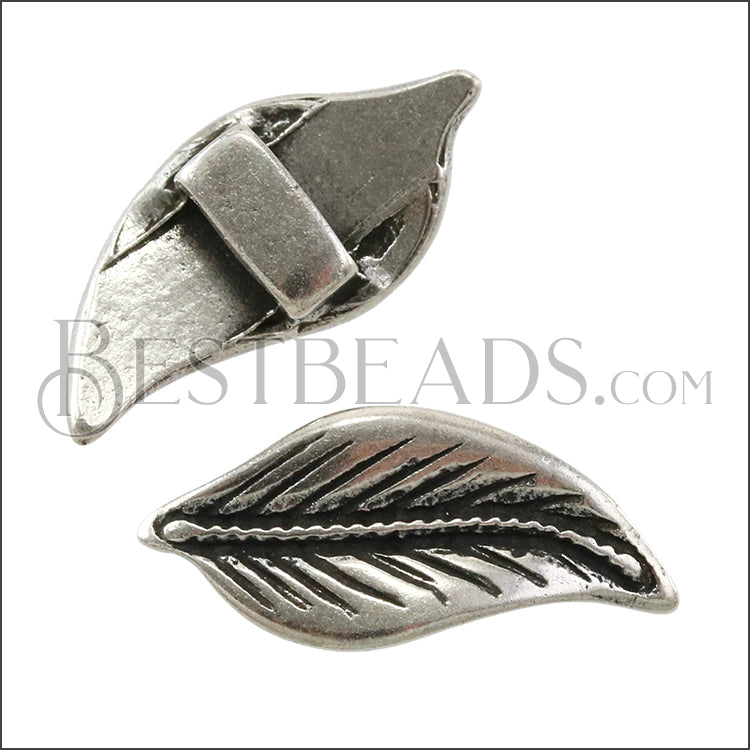 5mm flat LEAF slider ANT SILVER - 10 pcs