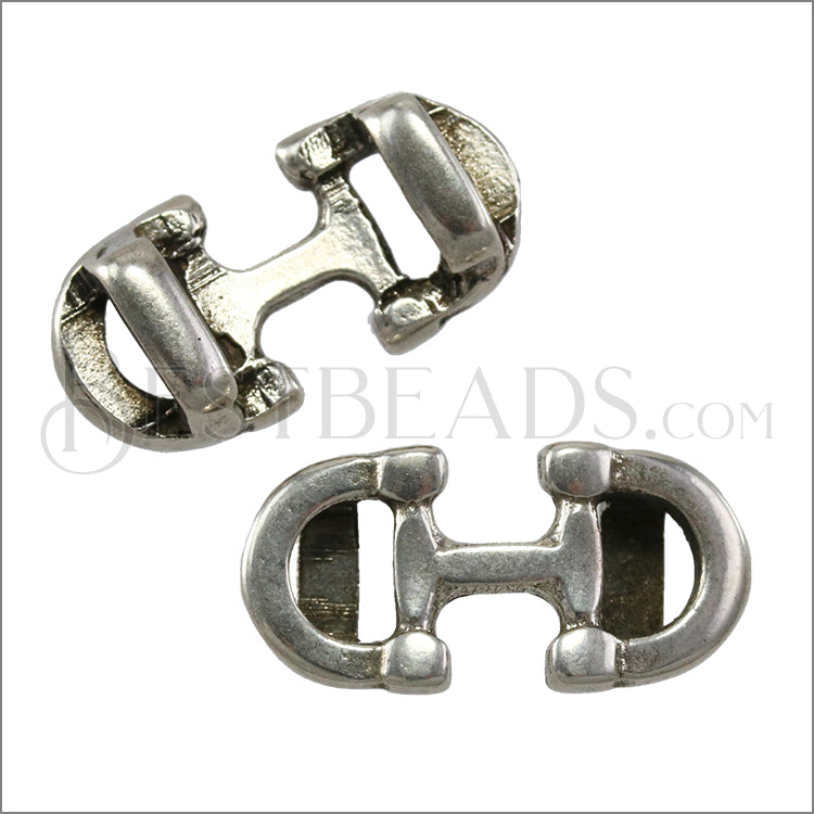 5mm flat HORSE BIT slider ANT SILVER - 10 pcs