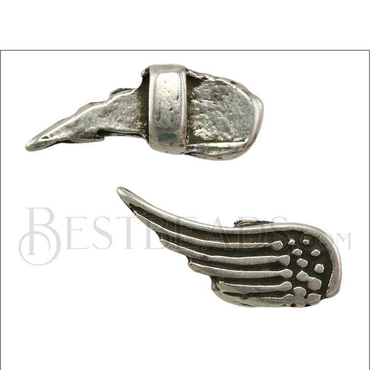 5mm flat WING slider ANT SILVER - 10 pcs