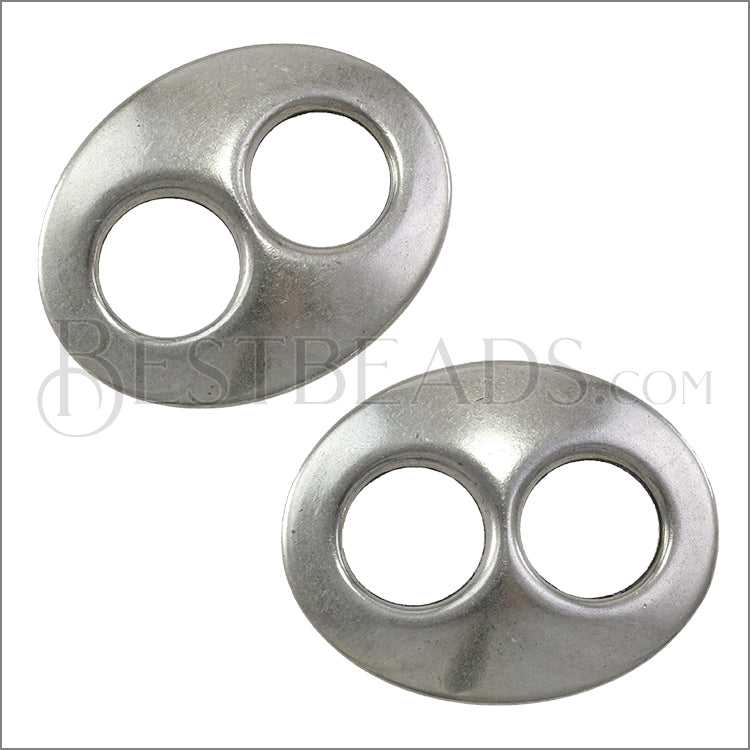 10mm flat FIGURE 8 slider ANT SILVER - 10 pcs