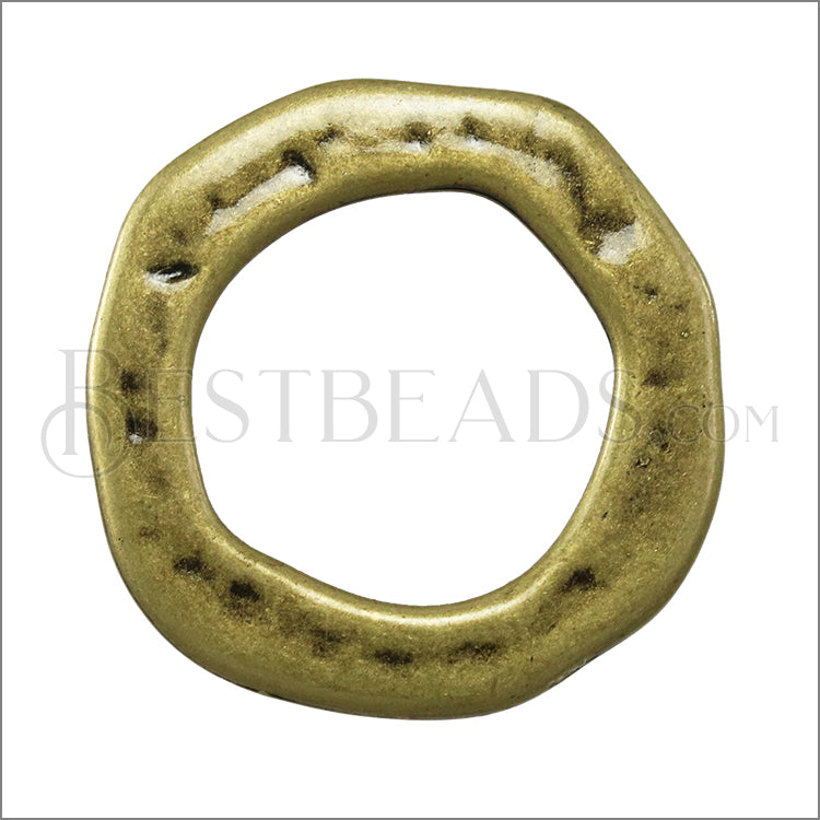 SMALL HAMMERED RING slider ANT BRASS - 10 pcs
