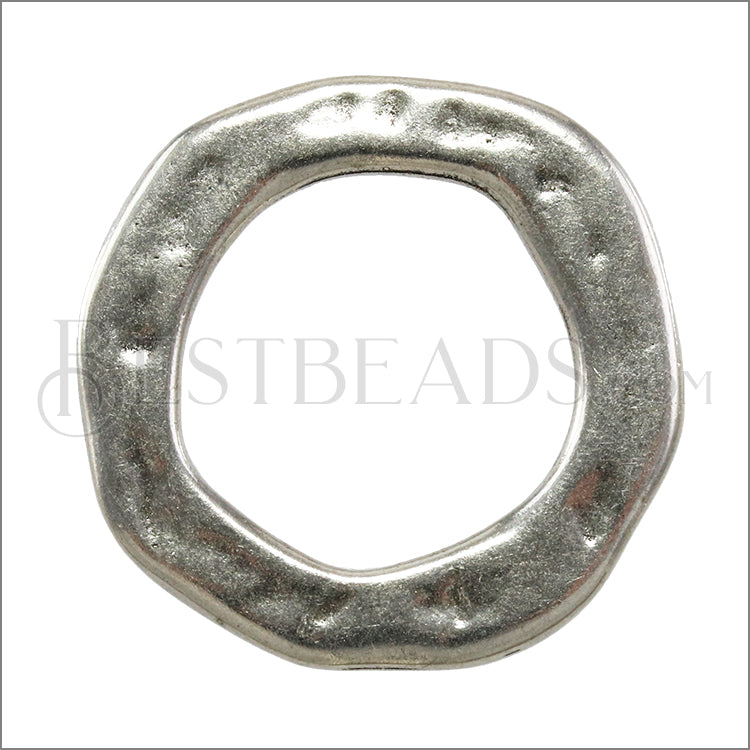SMALL HAMMERED RING slider ANT SILVER - 10 pcs