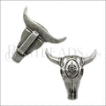 10mm flat DECO COW SKULL slider ANT SILVER - 10 pcs