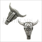 10mm flat DECO COW SKULL slider ANT SILVER - 10 pcs