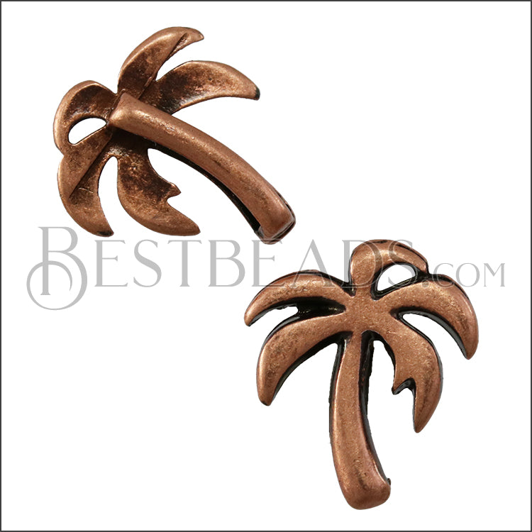 10mm flat PALM TREE slider ANT COPPER - 10 pcs