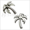 10mm flat PALM TREE slider ANT SILVER - 10 pcs