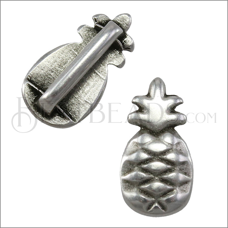 10mm flat PINEAPPLE slider ANT SILVER - 10 pcs