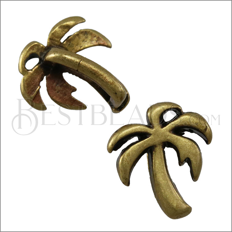 5mm flat PALM TREE slider ANT BRASS - 10 pcs
