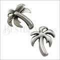 5mm flat PALM TREE slider ANT SILVER - 10 pcs