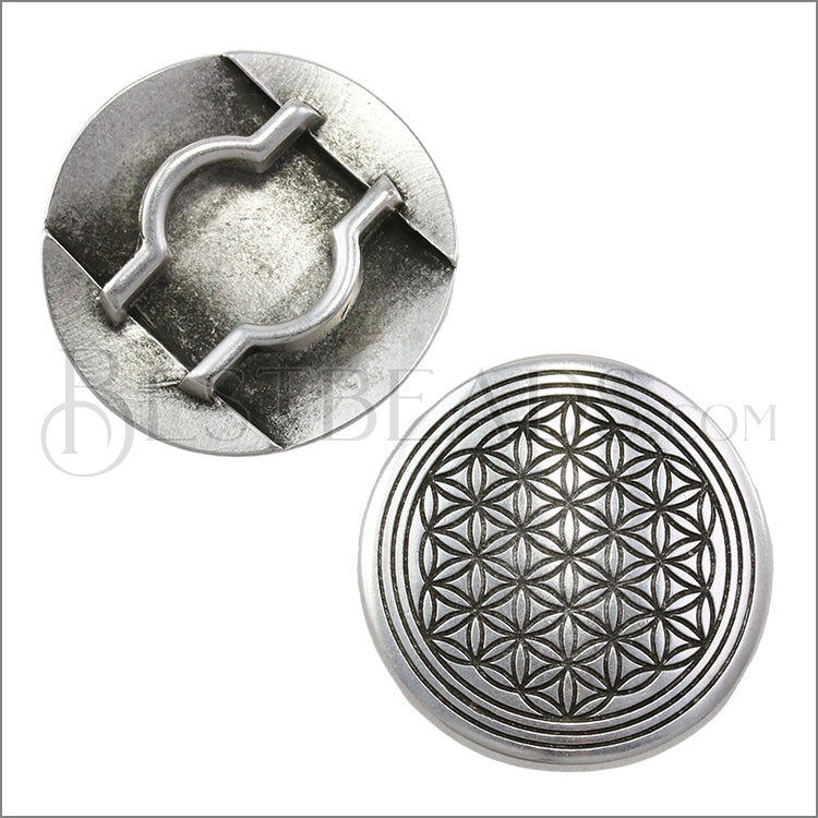 20mm flat MANDALA slider ANT SILVER - 10 pcs