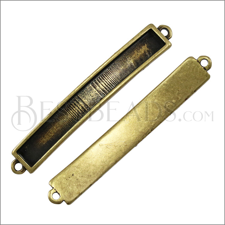 5mm flat ID BAR slider ANT BRASS - 10 pcs