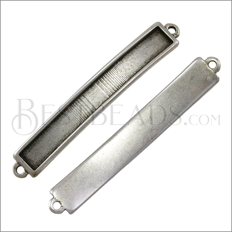 5mm flat ID BAR slider ANT SILVER - 10 pcs