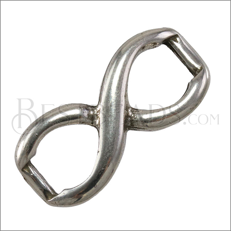 5mm flat INFINITY BAR slider ANT SILVER - 10 pcs