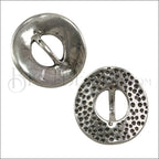 10mm flat DIMPLE DISC slider ANT SILVER - 10 pcs