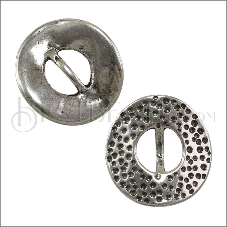 10mm flat DIMPLE DISC slider ANT SILVER - 10 pcs