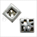 10mm flat DECO PAVER slider ANT SILVER - 10 pcs