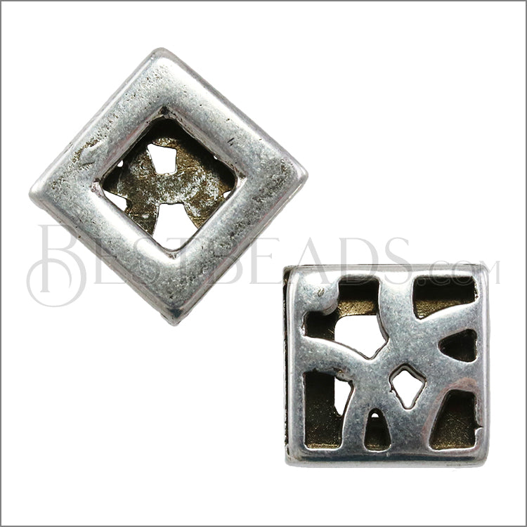 10mm flat DECO PAVER slider ANT SILVER - 10 pcs
