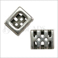 10mm flat SLOTS + DOTS slider ANT SILVER - 10 pcs