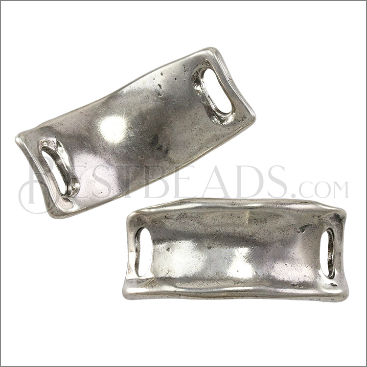 10mm flat RUSTIC FRAME slider ANT SILVER - 5 pcs