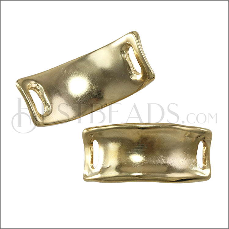 10mm flat RUSTIC FRAME slider SHINY GOLD - 5 pcs