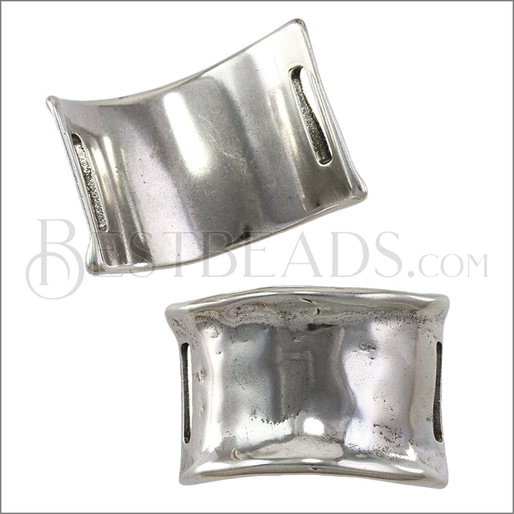 20mm flat LARGE RUSTIC FRAME slider ANT SILVER - 1 piece