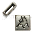 10mm flat SQUARE BULL slider ANT SILVER - 10 piece