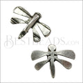 5mm flat DAINTY DRAGONFLY slider ANT SILVER - 10 piece