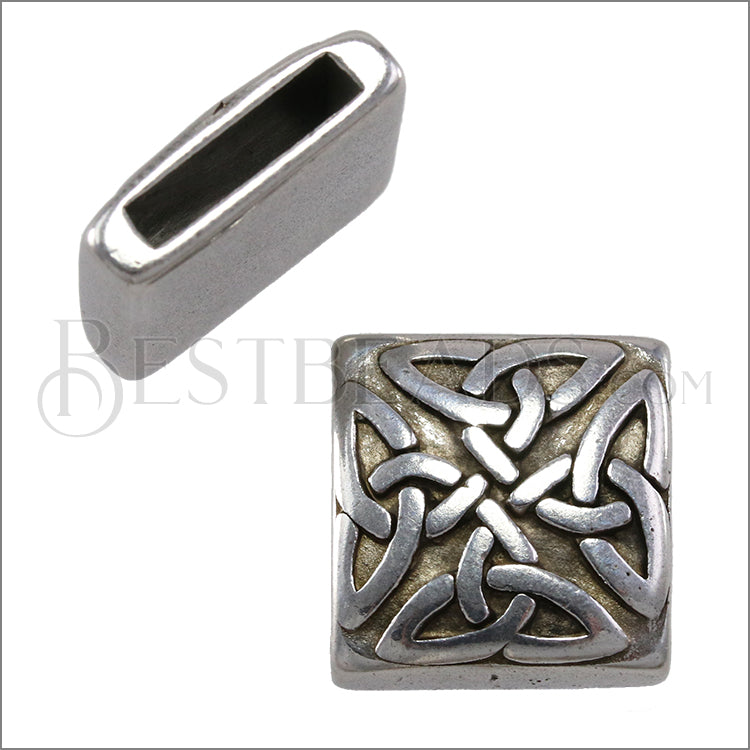 13mm flat TRINITY CELTIC KNOT slider ANT SILVER - 10 piece