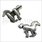 5mm flat HORSE slider ANT SILVER - 10 pcs