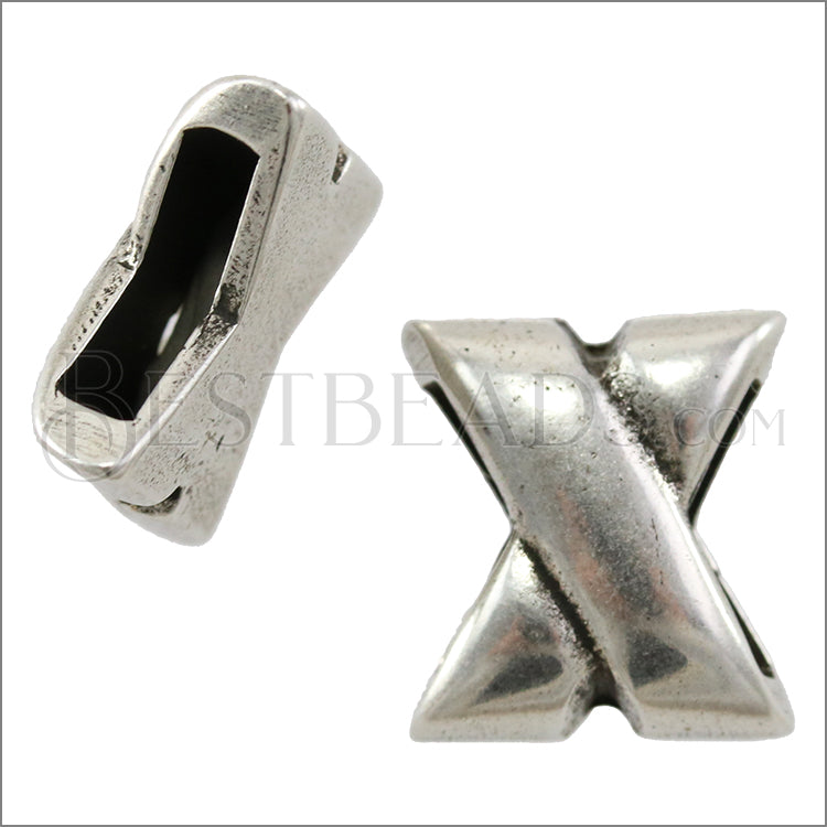 10mm flat X slider ANT SILVER - 10 pcs