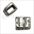 5mm flat DISTRESSED BLOCK slider ANT SILVER - 10 pcs