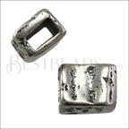 5mm flat DISTRESSED BLOCK slider ANT SILVER - 10 pcs