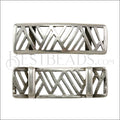 10mm flat RECTANGLE GEOMETRIC MOUNTAINS slider ANTIQUE SILVER - 5 pcs