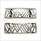 10mm flat RECTANGLE GEOMETRIC MOUNTAINS slider ANTIQUE SILVER - 5 pcs