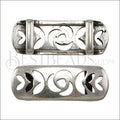 10mm flat ROSE slider ANTIQUE SILVER - 5pcs