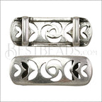 10mm flat ROSE slider ANTIQUE SILVER - 5pcs
