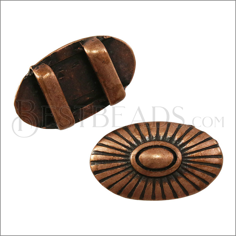 10mm flat SOUTHWEST SUNBURST slider ANTIQUE COPPER - 10 pcs