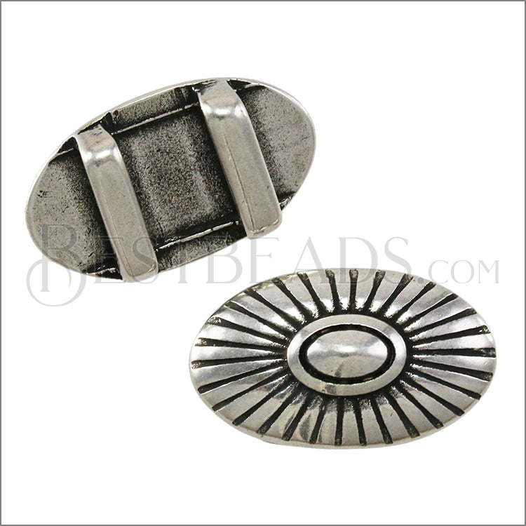 10mm flat SOUTHWEST SUNBURST slider ANTIQUE SILVER - 10 pcs