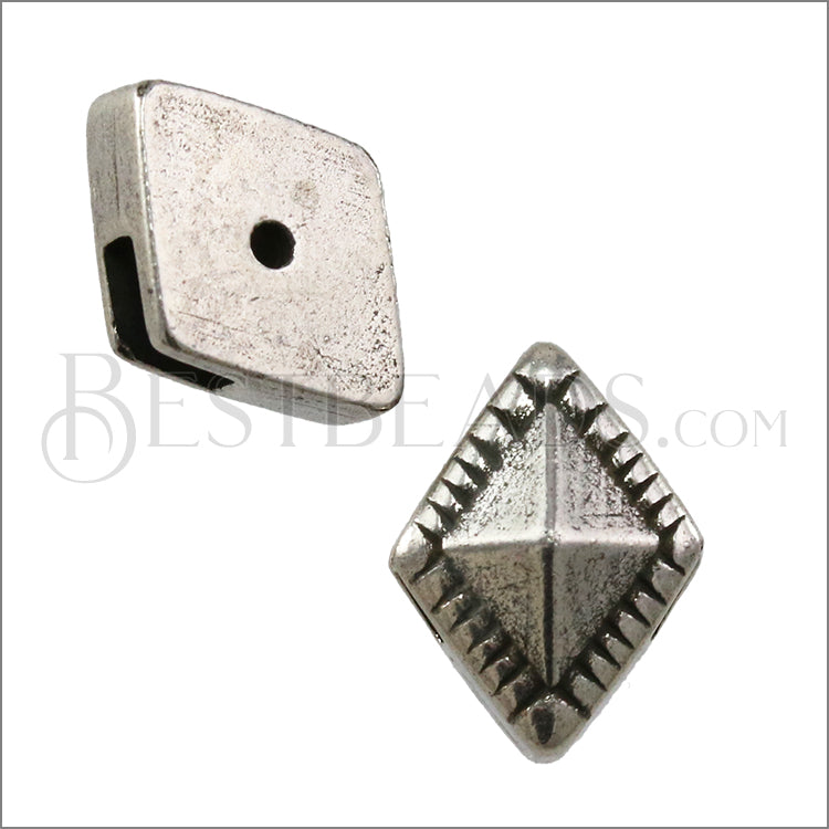 5mm flat STUDDED DIAMOND slider ANT SILVER - 10 pcs