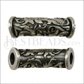 5mm round LEAF TUBE slider ANT SILVER - 10 pcs