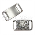 10mm flat PALM LEAVES IDENTITY slider ANT SILVER - 10 pcs