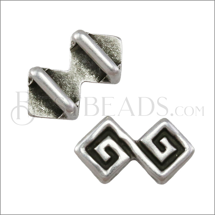 5mm flat DOUBLE MEANDER slider ANT SILVER - 10 pcs