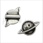10mm flat SATURN slider ANTIQUE SILVER - 10 pcs