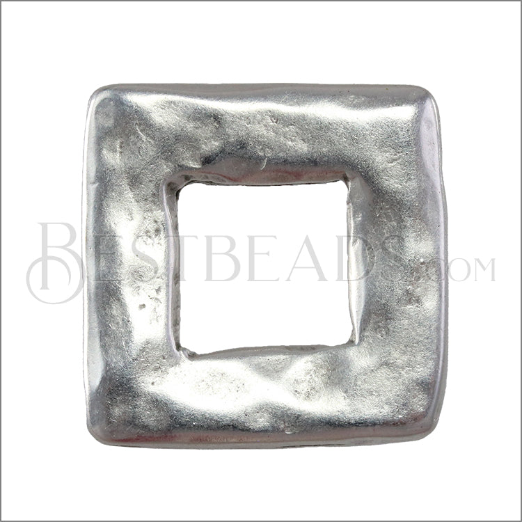 SMALL HAMMERED SQUARE slider ANTIQUE SILVER - 10 pcs