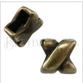 5mm flat X slider ANT BRASS - 10 pcs