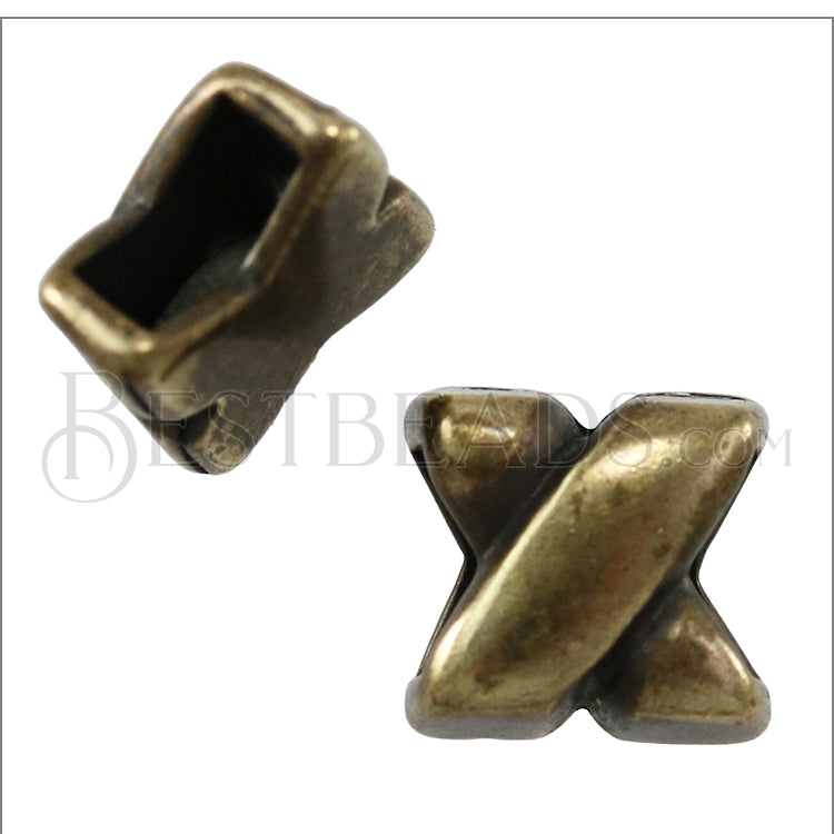 5mm flat X slider ANT BRASS - 10 pcs
