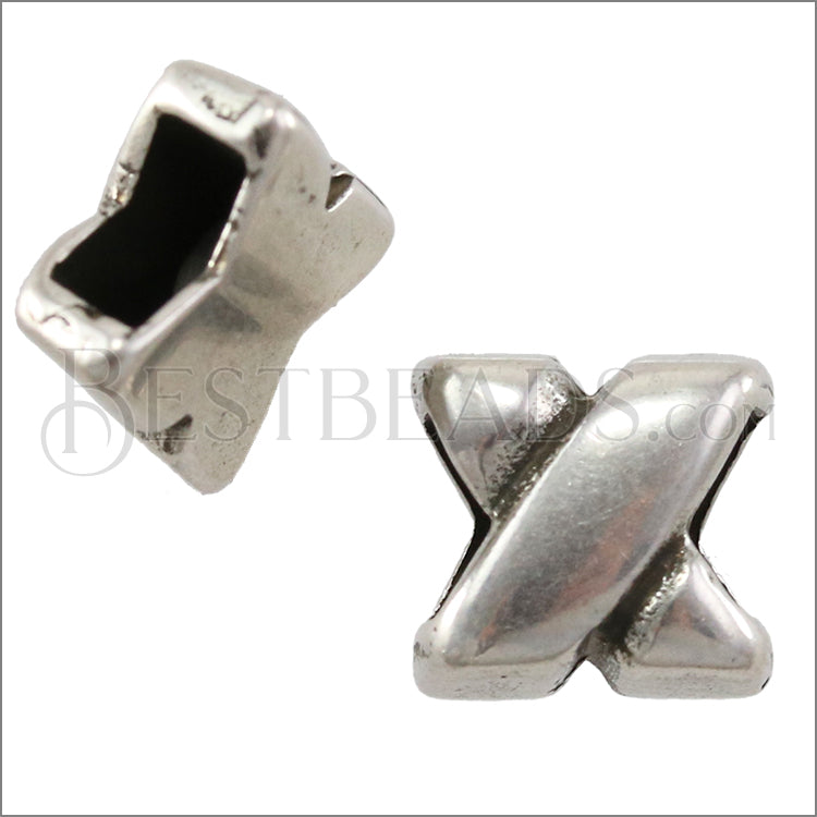 5mm flat X slider ANT SILVER - 10 pcs