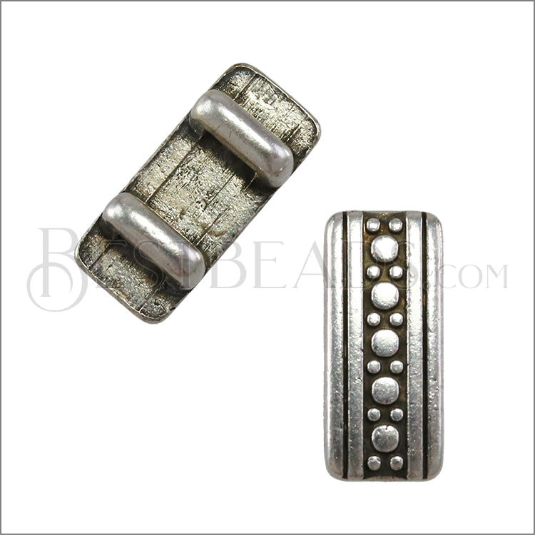 3mm flat DOTTED BAR slider ANT SILVER - 10 pcs